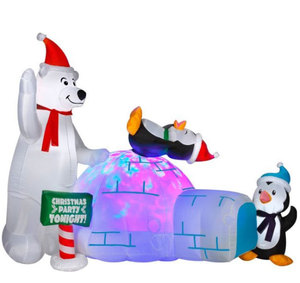 Large Outdoor <strong>Christmas</strong> Inflatable Decor, Santa on Polar Bear with Penguins, Big LED Lighted Holiday Yard Decoration - Product Image 6