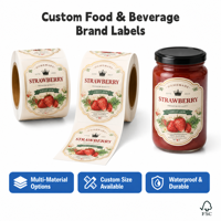Étiquette alimentaire personnalisée, étiquette en vinyle résistante à l'eau et à l'huile pour le café, la confiture, les épices, la sauce, le jus, les bouteilles, les emballages alimentaires