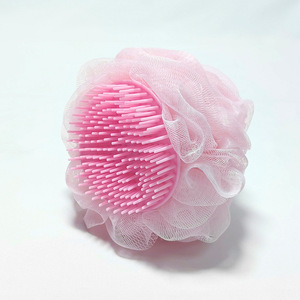 <b>Pet</b> Bath Massage <b>Brush</b> For Dog Plastic With Mesh Cover Blue And Pink - Product Image 4