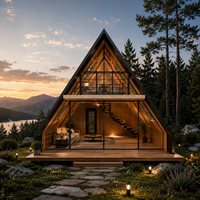 Maisonnette préfabriquée moderne et personnalisable en acier pliable de 10 ou 20 pieds, type A-frame triangulaire, pour projets hôteliers et complexes hôteliers