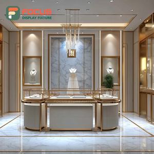 Modern High End Jewelry Store Fixtures Wood <b>Frame</b> Commercial Store Glass Showcase - Product Image 2