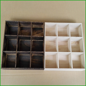Boîte à compartiments en bois foncé, plateau tiroir, boîte à compartiments divisée, boîte en bois à grille carrée sans couvercle pour apéritifs, collations, huiles essentielles - Product Image 5