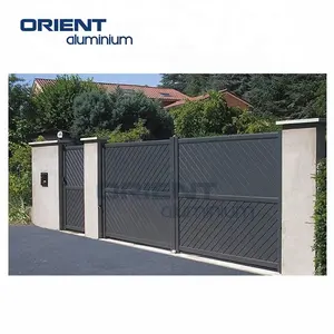 Modern european aluminium metal yard slide gate heavy duty sliding main housed security gate designs for driveway