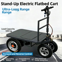 Chariot à plateforme électrique à marche arrière, 4 roues, moteur sans balais, frein à disque, double batterie, pour entrepôt