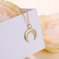 Boho Dainty Croissant de Lune Collier Plaqué Or Petit Mignon Double Corne Pendentif Demi Lune Collier Pour Femmes Bijoux Minimalistes