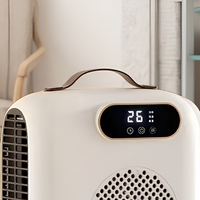 Ventilateur Chauffant Électrique Portable avec Écran Tactile Numérique, 3 Vitesses, Protection Contre la Surchauffe, Mini Chauffage d'Espace Mural pour l'Hiver avec Éclairage