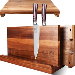 Portacuchillos Magnético de Madera con Tabla de Cortar, Soporte de Almacenamiento Magnético Resistente, Estante de Cocina Multifuncional - Product Image 1