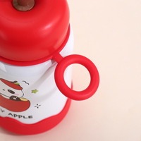 Gourde isotherme portable pour femme, motif dessin animé pomme, petite taille, avec anse, design attrayant, pour étudiants et enfants