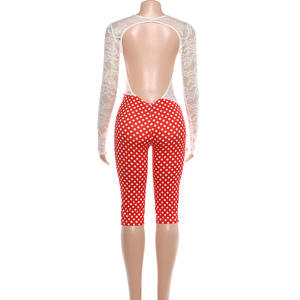 G01753C Autunno/Inverno 2025 Vendita Calda Tuta Intera da Donna con Stampa e Pizzo - Product Image 6