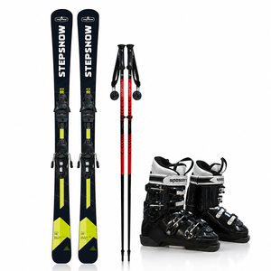 Ensemble complet de ski alpin personnalisé avec fixations, bâtons de ski et chaussures de ski à quatre boucles pour les sports d'hiver en plein air, skis de neige pour adultes - Product Image 1
