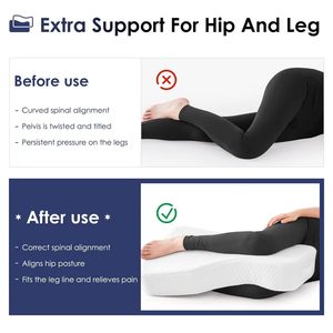 Almohada Ortopédica de Espuma Viscoelástica para Piernas, Alivio del Dolor de Espalda, Alineación de Cadera, Mejor Almohada Lumbar para Dormir - Product Image 4