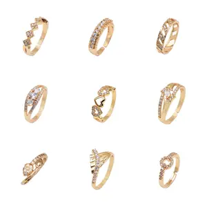 Custom Cubic Zirconia Eternidade Anéis de noivado Meninas Anéis casamento 18k banhado a ouro Mulheres Cz Jóias para as mulheres