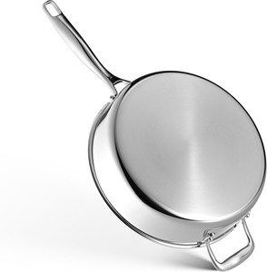 Kitchenware Professional Stainless Steel Non-Stick Saute Pan with Lid 28cm <b>Induction</b> Glass Lid Frypan - Product Image 5