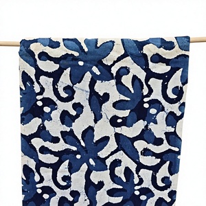blue and white pattern with organic flowing <b>shapes</b> and intricate motifs creating a sophisticated artistic design - Product Image 1