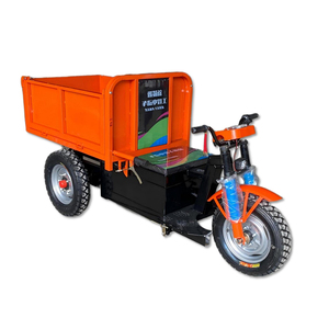 Camion à benne basculante électrique à trois roues, carrosserie en acier rouge, moteur 1000W, plateforme de transport de marchandises industrielle - Product Image 2