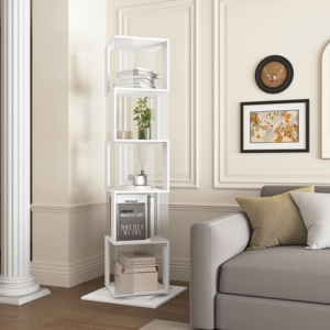 Estanterías de almacenamiento de cubo blanco moderno Estantería de madera de 4 niveles para sala de estar Muebles de nuevo diseño - Product Image 5
