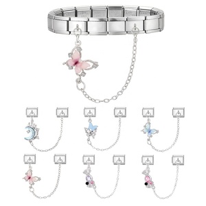 Accessoires en acier inoxydable pour chaîne à double maillon, connectables, DIY, style italien, créatifs, personnalisés, modulaires, motif papillon - Product Image 3