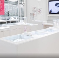 Comptoir à bijoux blanc personnalisable GZowin, base en MDF avec verre trempé, éclairage LED, haute qualité, facile à nettoyer, pour les magasins de détail, luxe