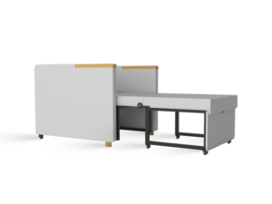 Cama de Acompañamiento Médica, Cuero <span class=keywords><strong>Impermeable</strong></span> Antibacteriano, Espuma de Alta Elasticidad, Estructura de Madera Sólida para Hospital y Residencia de Ancianos - Product Image 2