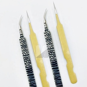 แหนบต่อขนตาสเตนเลสแบบคงทนสีเคลือบสีโลโก้แบบกำหนดเอง - Product Image 2