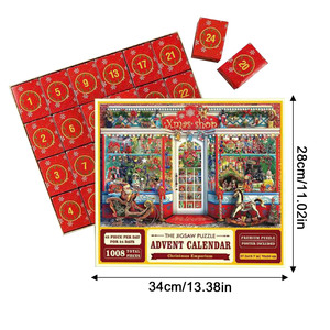 Calendrier de l'Avent en forme de puzzle, 1008 pièces, puzzle de compte à rebours de Noël pour enfants et adultes - Product Image 2