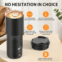 Taza de Agua Caliente Inalámbrica Portátil de Gran Capacidad de 450 ml, Taza Inteligente para Automóvil con Temperatura Constante