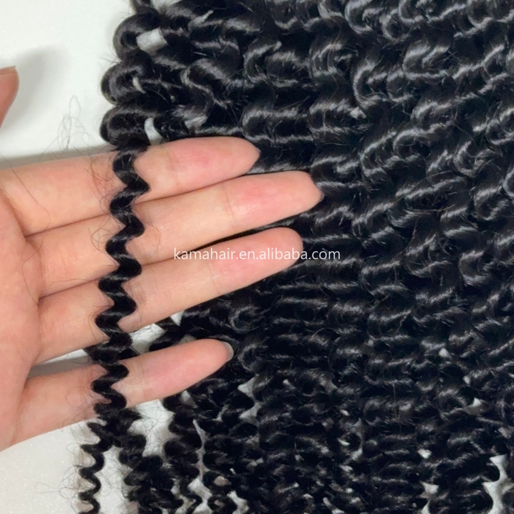 KAMA Kinky Curly Crochet Human Hair Extensions Kinky Curly Crochet Feather Tip Hair Extensions for Twists and Braids Detail Section 1
