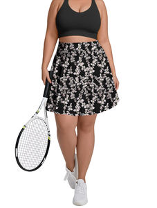 定制标志迷你健身瑜伽健身房<span class=keywords><strong>2</strong></span>件套运动垫印花高尔夫裙带打底裤女网球裙套装 - Product Image 1