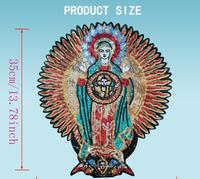 Patchs brodés personnalisés de grande taille avec motif de la Vierge Marie en sequins, à coudre sur les vêtements, pour les événements de club, les produits promotionnels de marque