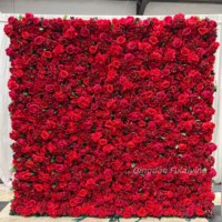 Prix de gros usine Mur de fleurs artificielles en soie de haute qualité, support de 8 pieds, taille personnalisable, pour décoration de toile de fond de mariage