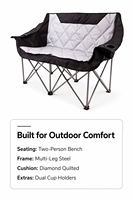 Banc de camping, chaise pliante double, chaise d'extérieur pour deux personnes, chaise de camping deux places, chaise de pique-nique d'extérieur, chaise de patio