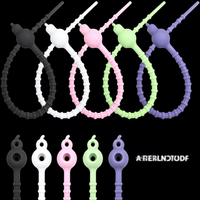 Attache-câble en silicone double trou en forme de gourde, réutilisable, multifonctionnel et coloré pour le regroupement de câbles (vente en gros)