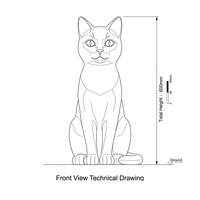 Escultura de Gato en Acero Inoxidable Pulido Espejo, Estilo Contemporáneo, Estatua de Gato Metálica Personalizada para Patio de Villa o Plaza