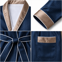 Robe de chambre unisexe à col kimono, double épaisseur, bleu marine, chaude et épaisse, pour la maison et comme cadeau d'entreprise, toutes saisons