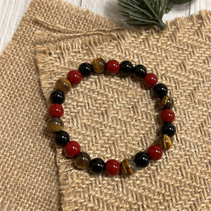 Sức mạnh bên trong biểu hiện Vòng đeo tay pha lê 8 mm Vòng Đỏ jasper Hổ Mắt đen <span class=keywords><strong>Onyx</strong></span> bên trong sức mạnh Vòng đeo tay tinh thần Quà Tặng - Product Image 3
