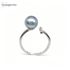 Bague de luxe <span class=keywords><strong>Madama</strong></span> en argent 925 plaqué rhodium/or avec perle d'eau de mer Akoya sertie clos, tendance et élégante pour le quotidien - Product Image 6