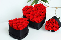 Boîte de roses de luxe en forme de cœur, 7 pièces, roses éternelles, longue durée de vie, roses réelles, Saint-Valentin, fête des mères, Noël