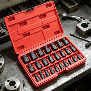 Kit d'extracteurs <span class=keywords><strong>de</strong></span> vis forgés haute performance <span class=keywords><strong>pour</strong></span> plombiers professionnels – Boîte <span class=keywords><strong>de</strong></span> retrait <span class=keywords><strong>de</strong></span> boulons cassés en HSS durable - Product Image 1