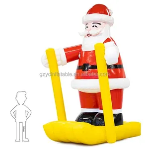 Guangzhou Goedkope Grote Hete Grote Kerstman Kerst Vader Met Ski Board Slee Reclame Opblaasbaar Model