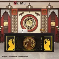 Bureau de réception en bois massif de style thaïlandais personnalisable pour clubs de santé et salons de beauté Comptoir de caisse vintage Bureau de yoga