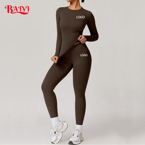 Conjunto Deportivo <span class=keywords><strong>de</strong></span> <span class=keywords><strong>Camiseta</strong></span> <span class=keywords><strong>de</strong></span> <span class=keywords><strong>Manga</strong></span> <span class=keywords><strong>Larga</strong></span> y Cuello Redondo <span class=keywords><strong>de</strong></span> Secado Rápido para <span class=keywords><strong>Mujer</strong></span>, Pantalones Ajustados para Yoga y Fitness, para Correr al Aire Libre, con Logotipo Personalizado - Product Image 2