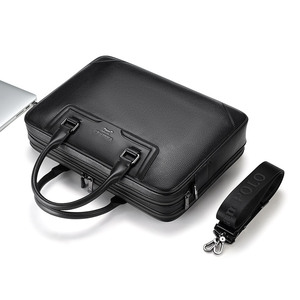 WilliamPOLO Sacoche d'Affaires pour <span class=keywords><strong>Homme</strong></span> de Style Vintage, Élégante, Noire, en <span class=keywords><strong>Cuir</strong></span> Véritable Souple, avec Fonctionnalité Imperméable - Product Image 1