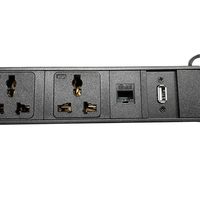 Multiprise murale en alliage d'aluminium de 1,5 m avec 3 prises universelles, port USB A, port réseau, interrupteur 16A pour la maison, le bureau, le dortoir