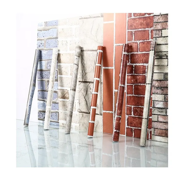 Red Brick Wallpaper Wall Decoration Stone Adhesive Contact Paper Chinese Factory Wholesale 3d For Bedroom House Home Black 30019