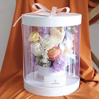 Boîte d'emballage en carton ronde élégante, vide, avec fenêtre transparente pour fleurs et roses, pour bonbons et cadeaux, fabriquée à partir de matériaux recyclés, doublée d'éponge