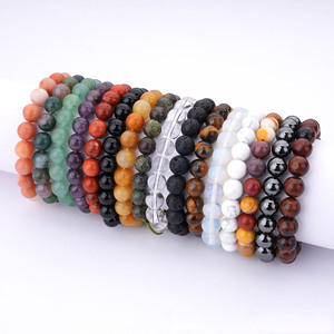 New 8mm Natural Lava Stone Crystal Beaded Bracelet Women Men Elastic Rope Tiger Eye Agate Stone Bracelet Jewelry for <strong>Gift</strong> - Product Image 1