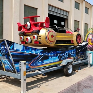 Manège mobile d'extérieur pour enfants : Voiture volante et Voiture de course sur remorque - Product Image 1