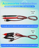 Testeur numérique multifonctionnel de haute précision Peacefair, 4 lignes, type Kelvin, avec sonde USB à 4 fils, pour batterie DC interne