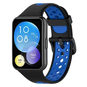 COOLYEP สายรัดข้อมือยางซิลิโคนสีคู่,สายนาฬิกาสำหรับ Huawei Watch Fit 2สายสมาร์ทวอทช์สำหรับ Huawei Watch Fit2
