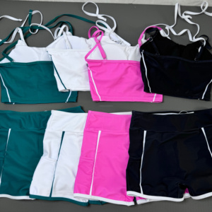 Nouvel ensemble taille haute : Legging évasé, haut croisé et soutien-gorge rembourré – Tenue de sport et de gym pour femme – Ensemble 2 pièces - Product Image 3